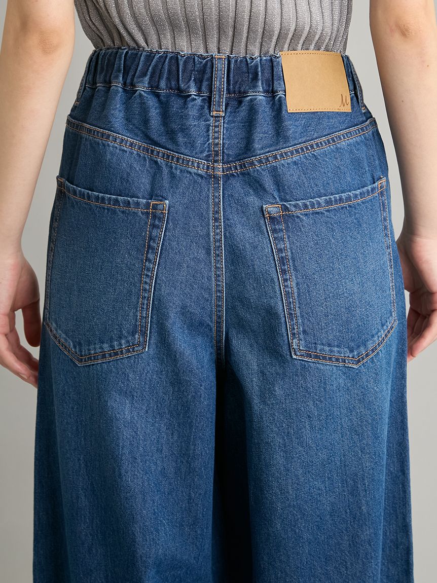 MILA PANTS】ウエストゴムドロストイージーデニムパンツ(デニムパンツ