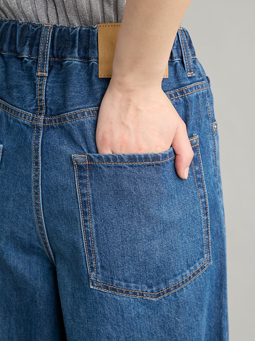 MILA PANTS】ウエストゴムドロストイージーデニムパンツ(デニムパンツ
