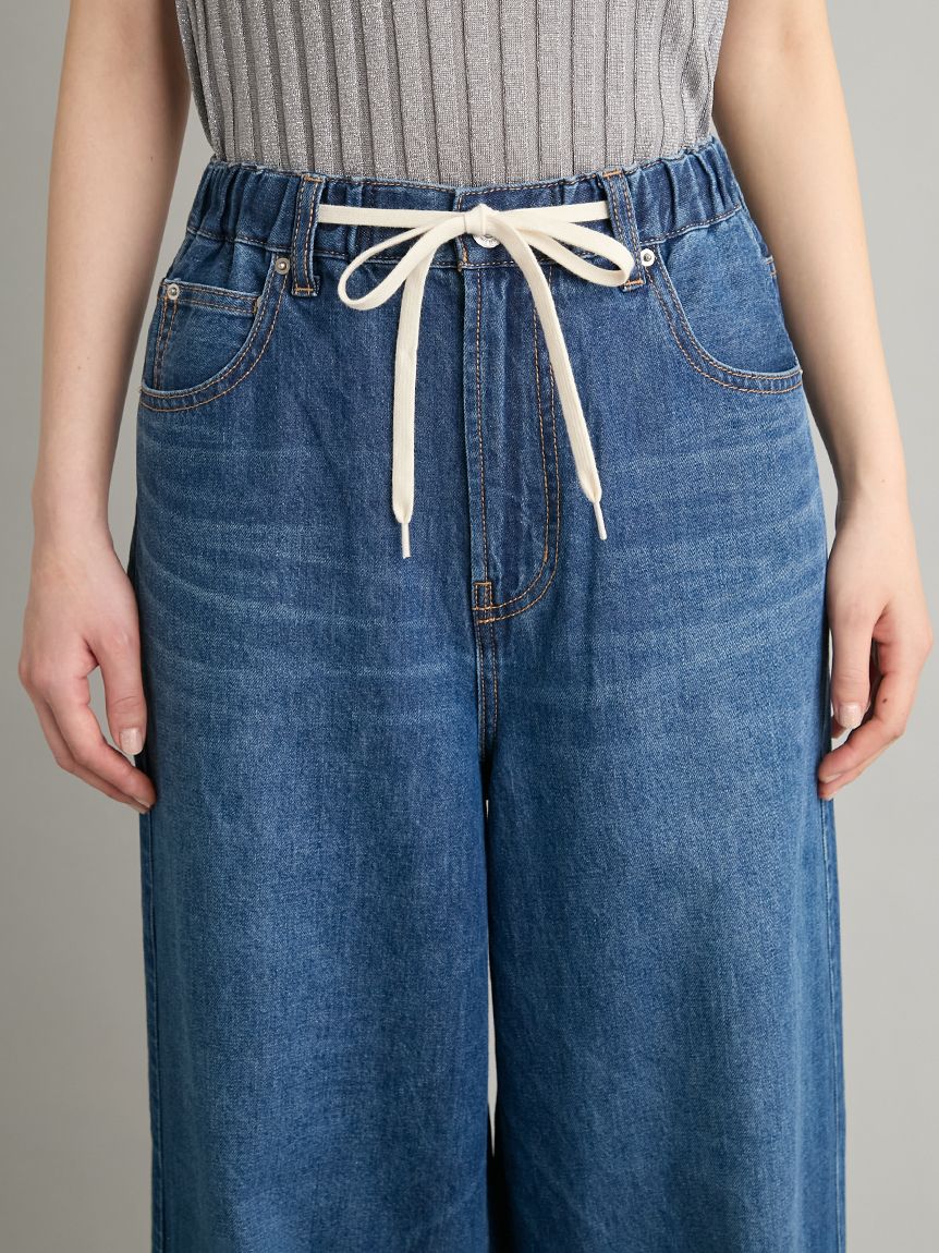 MILA PANTS】ウエストゴムドロストイージーデニムパンツ(デニムパンツ
