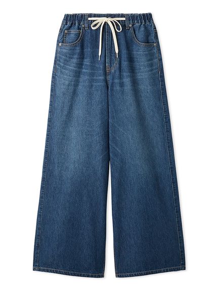 MILA PANTS】ウエストゴムドロストイージーデニムパンツ(デニムパンツ