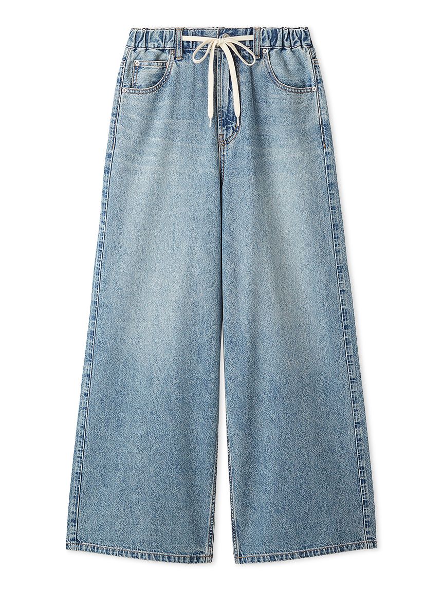 MILA PANTS】ウエストゴムドロストイージーデニムパンツ(デニムパンツ