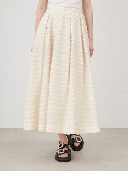 タックボリュームシャギーフレアロングスカート(ロングスカート  