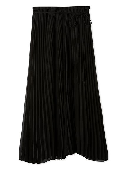 新品★Mila Owenミラオーウェン2025SSリボン付シアープリーツスカート ウエストゴム共リボン付シアープリーツスカート(膝丈スカート
