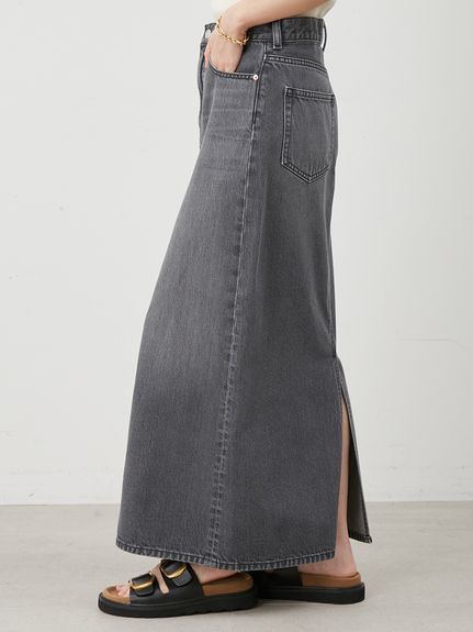 後ベンツストレートマキシデニムスカート(ロングスカート