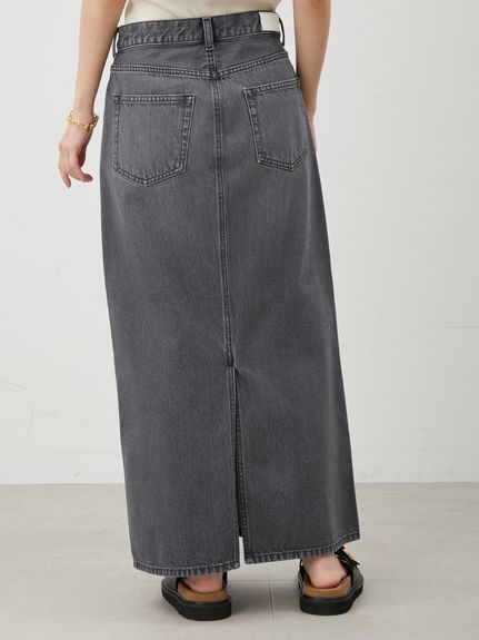 後ベンツストレートマキシデニムスカート(ロングスカート