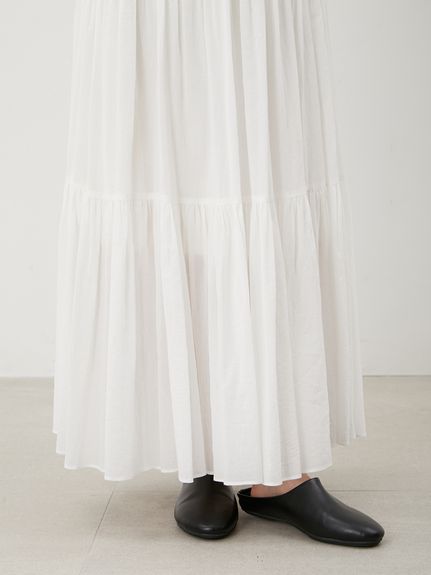 美品　mila owen ストライプ ティアード ロングスカート Amazon.co.jp: [ミラオーウェン] ティアードピンタックレース