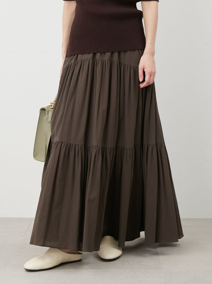 マキシ丈ボリュームティアードスカート(ロングスカート