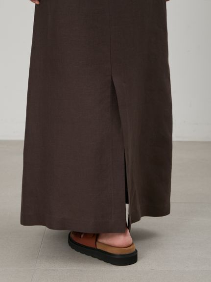 共ベルト付ストレートリネンマキシスカート(ロングスカート