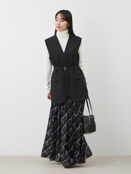 WEB限定00サイズ】ウエストゴムタックプレスフレアスカート