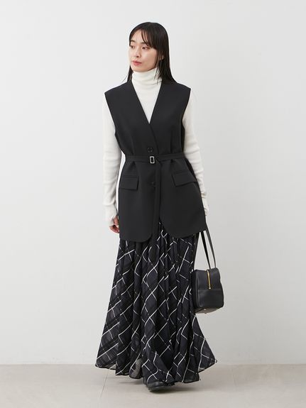 WEB限定00サイズ】ウエストゴムタックプレスフレアスカート(フレア