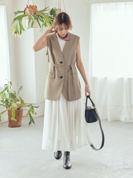 WEB限定00サイズ】ウエストゴムタックプレスフレアスカート(フレア