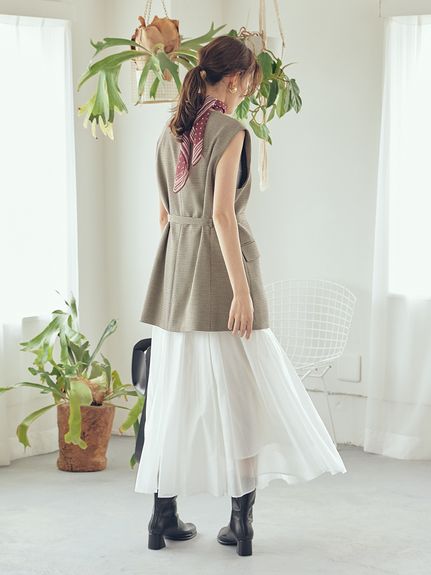 WEB限定00サイズ】ウエストゴムタックプレスフレアスカート(フレア