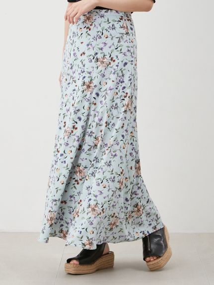 フラワープリントエスカルゴナロースカート(ナロースカート)｜スカート