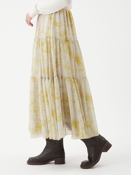 ティアードアンティークプリントスカート(ロングスカート)｜スカート