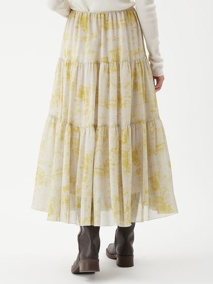 ティアードアンティークプリントスカート(ロングスカート)｜スカート