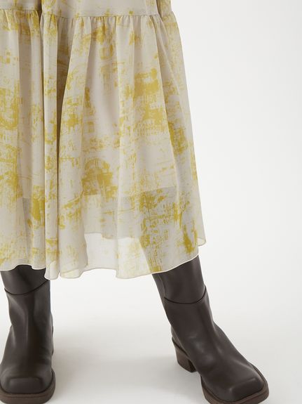 ティアードアンティークプリントスカート(ロングスカート)｜スカート