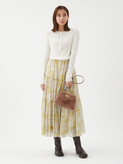 ティアードアンティークプリントスカート(ロングスカート)｜スカート