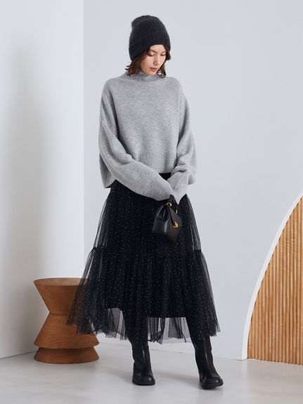 ティアードチュールラインストーンスカート(ロングスカート)｜スカート