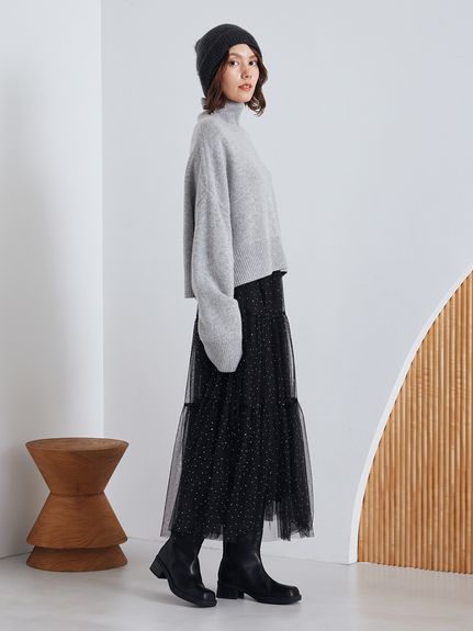 ティアードチュールラインストーンスカート(ロングスカート)｜スカート