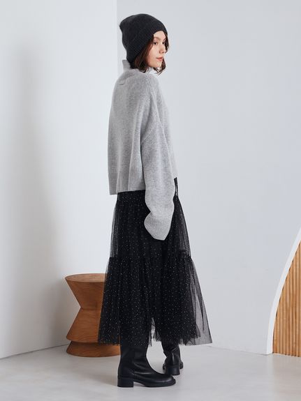 ティアードチュールラインストーンスカート(ロングスカート)｜スカート