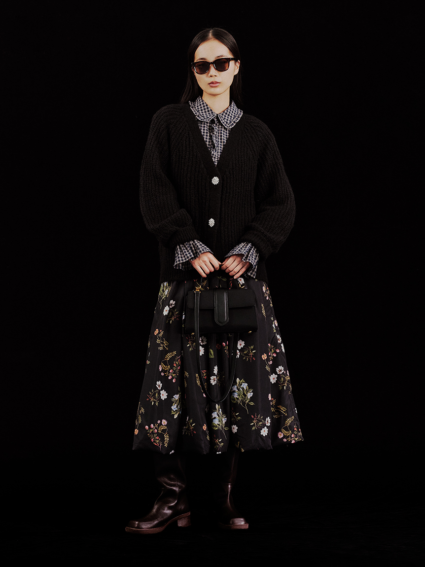 【美品】 MIU MIU 総柄バルーンスカート ブラック グリーン 36 Miumiu バルーンスカート 美品】 MIU MIU 総柄バルーンスカート