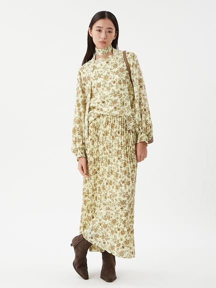 フラワープリントプリーツスカート(ロングスカート)｜スカート｜Mila