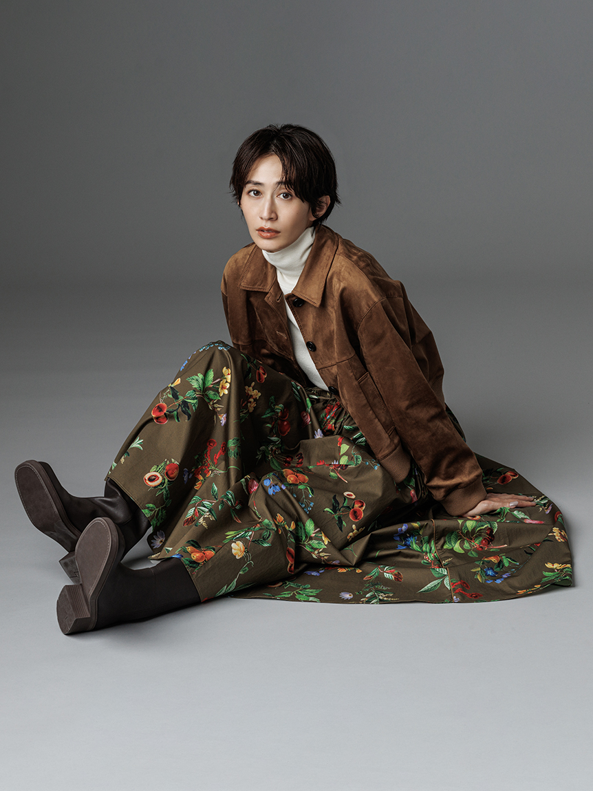 ボタニカルウエストゴムギャザーマキシスカート(ロングスカート