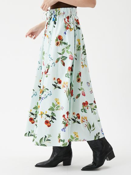 ボタニカルウエストゴムギャザーマキシスカート(ロングスカート