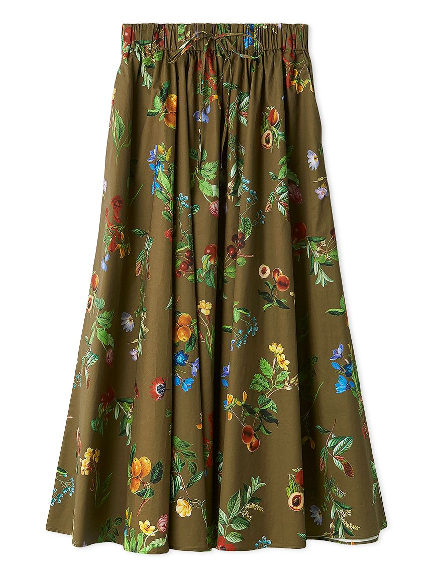 ボタニカルウエストゴムギャザーマキシスカート(ロングスカート