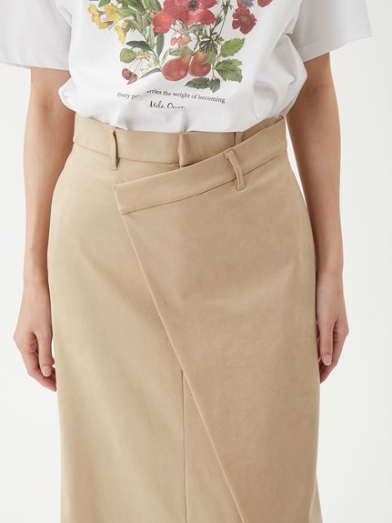 セットアップ対応】スウェードアシメストレートスカート(ロング