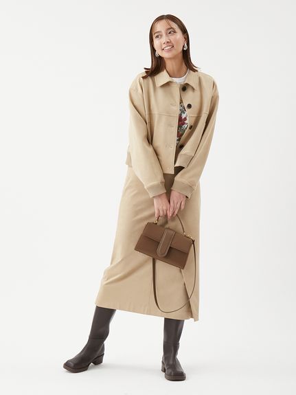 セットアップ対応】スウェードアシメストレートスカート(ロング