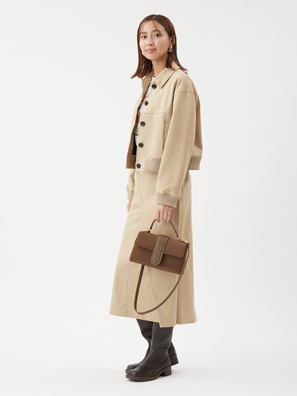 セットアップ対応】スウェードアシメストレートスカート(ロング