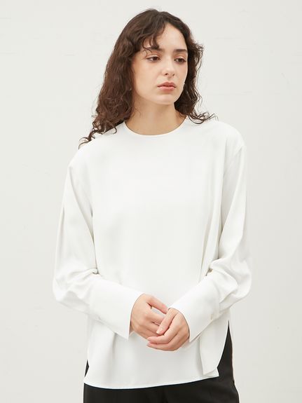 ミラオーウェン　タックスリーブブラウスワイドパンツSET UP【ウォッシャブル】 Amazon.co.jp: [ミラオーウェン] タックスリーブブラウスワイド