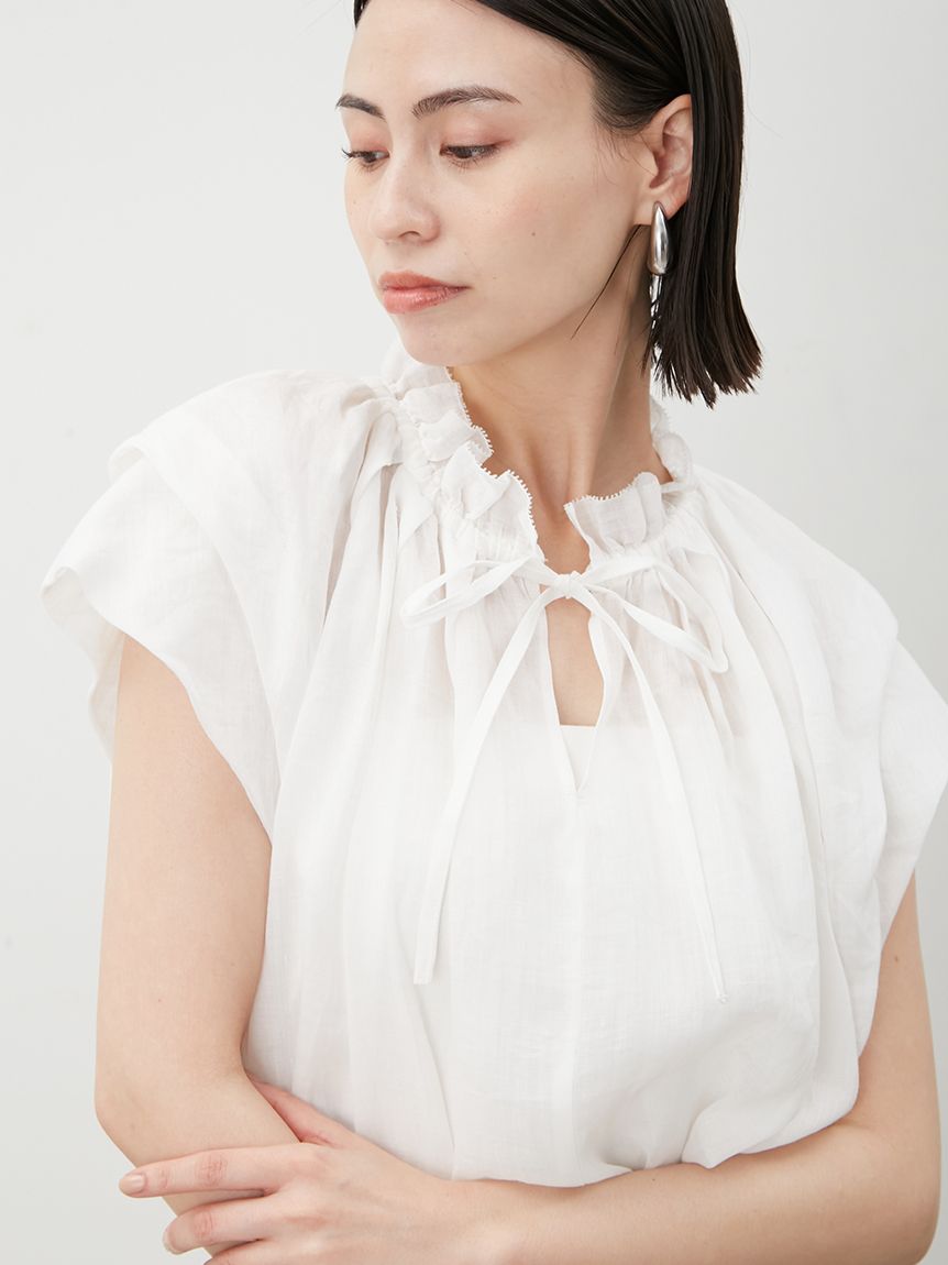 Mila Owen 黒 パフスリーブ トップス 新品 Mila Owen - Mila Owen ミラ オーウェン 袖パフスリーブデザイン