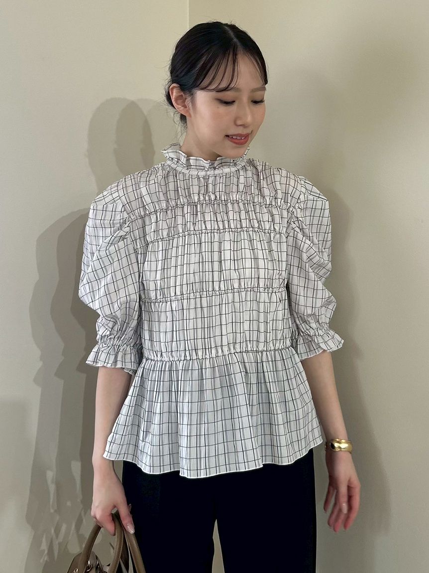 シャーリングペプラムフリルブラウス(ブラウス)｜トップス｜Mila