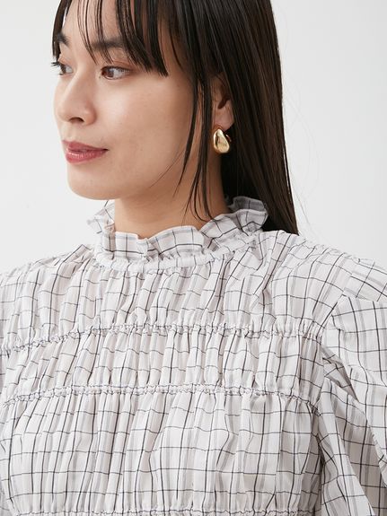 シャーリングペプラムフリルブラウス(ブラウス)｜トップス｜Mila Owen