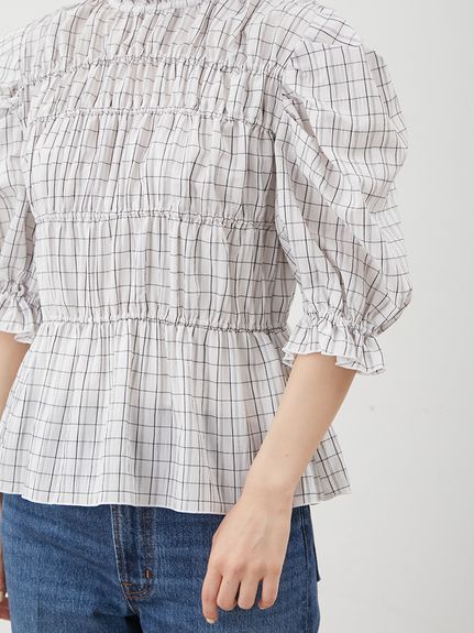 シャーリングペプラムフリルブラウス(ブラウス)｜トップス｜Mila Owen