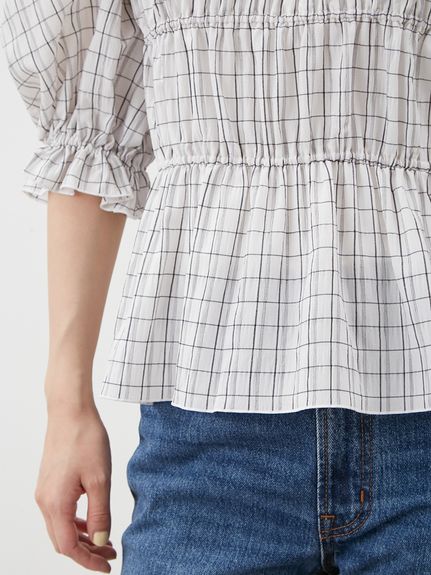 mila owen シャーリングペプラムフリルブラウス シャーリングペプラムフリルブラウス(ブラウス)｜トップス｜Mila