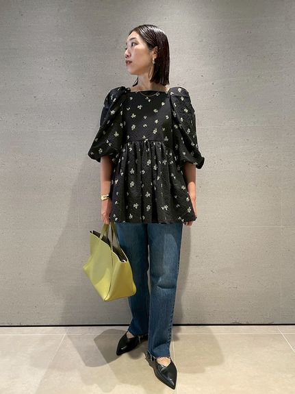 mila owenファブリック デザイン バルーン チュニック ボアベスト Mila Owen（ミラオーウェン）の「ファブリックデザインバルーン