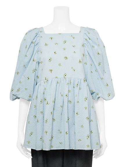 バックリボンバルーンスリーブチュニック(ブラウス)｜トップス｜Mila