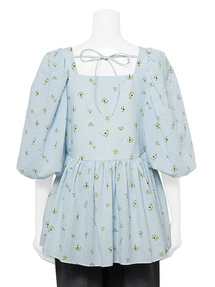 バックリボンバルーンスリーブチュニック(ブラウス)｜トップス｜Mila