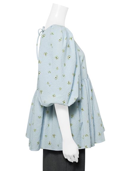 バックリボンバルーンスリーブチュニック(ブラウス)｜トップス｜Mila