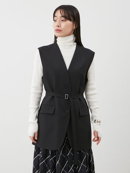 ミラオーウェン Mila Owen 24SS ベルトセット ノーカラーベスト ジレ ジャケット M 1 ライトグレー 09WFV244911 完売 美品 Amazon | [ミラオーウェン] ノーカラーオーバーベスト(SET UP