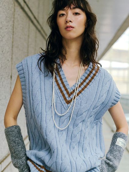 フィンガーレスニットロンググローブ(ファッション雑貨)｜Mila Owen