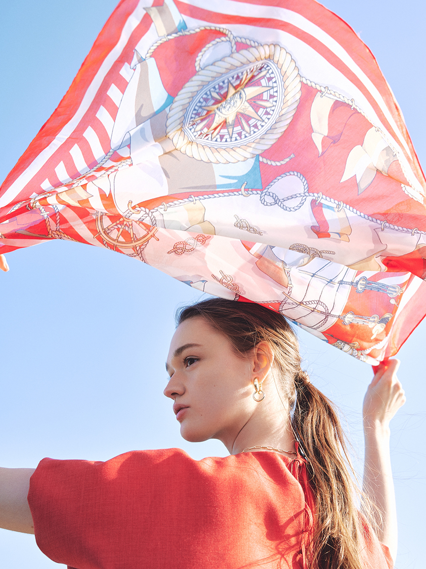 マリン柄大判スカーフ(スカーフ・バンダナ)｜ファッション雑貨｜Mila