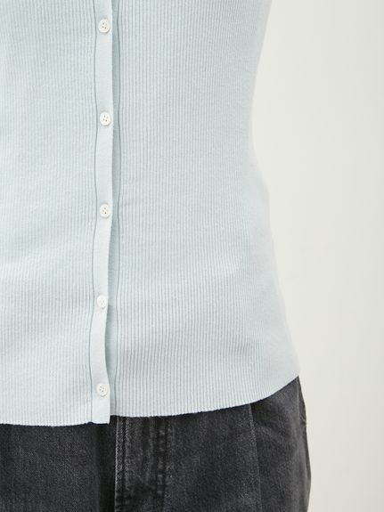 クルーネックリブニットカーディガン【ウォッシャブル