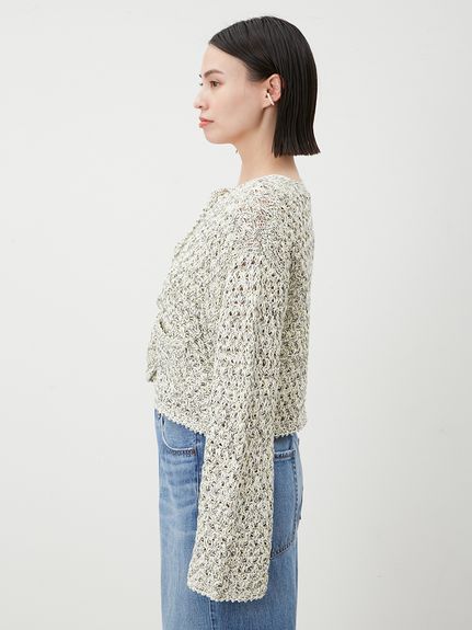 Mila Owen - Cara  deep skipper knit(beige)ニット　ベージュ Mila Owen（ミラオーウェン）の「リネン混ローゲージシアー