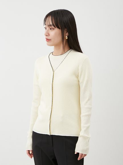 セットアップ対応】スカラップデザインシアーアンサンブルカーディガン