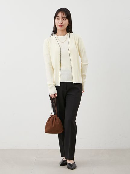 セットアップ対応】スカラップデザインシアーアンサンブルカーディガン