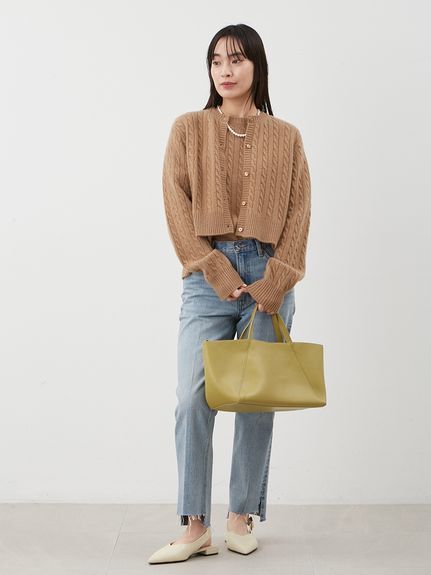 セットアップ対応】カシミヤタッチケーブルニットカーディガン